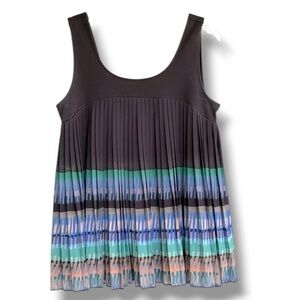 Anthropologie Deletta Accordion Pleated Black/Multi Tank Top Size Small